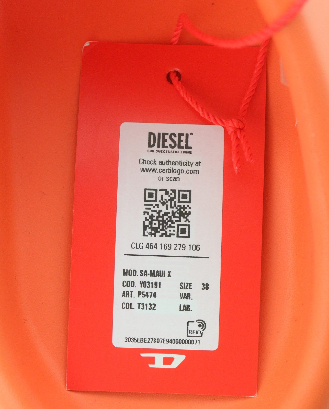 DIESEL Sa-Maui X Women Sandals EU38 Orange Rubber Mule Flip-Flop Unisex RRP150
