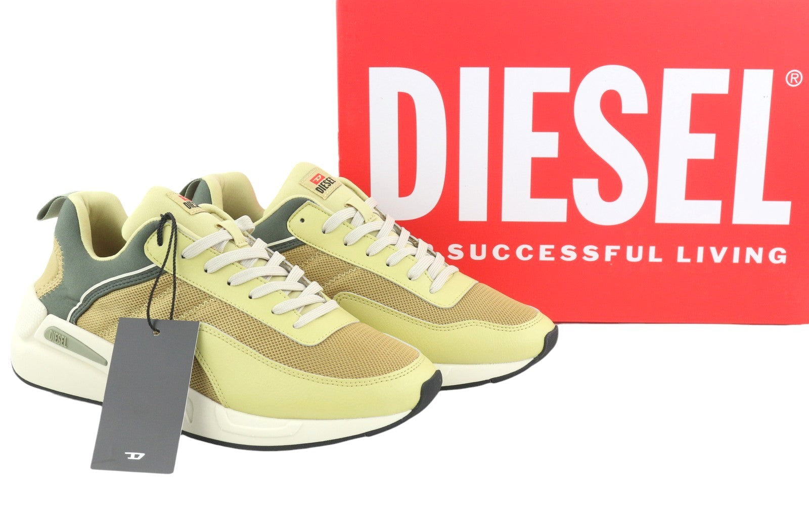 DIESEL S-Serena Low Men Sneakers EU44 Sand Low Top Lace Up Almond Toe RRP195