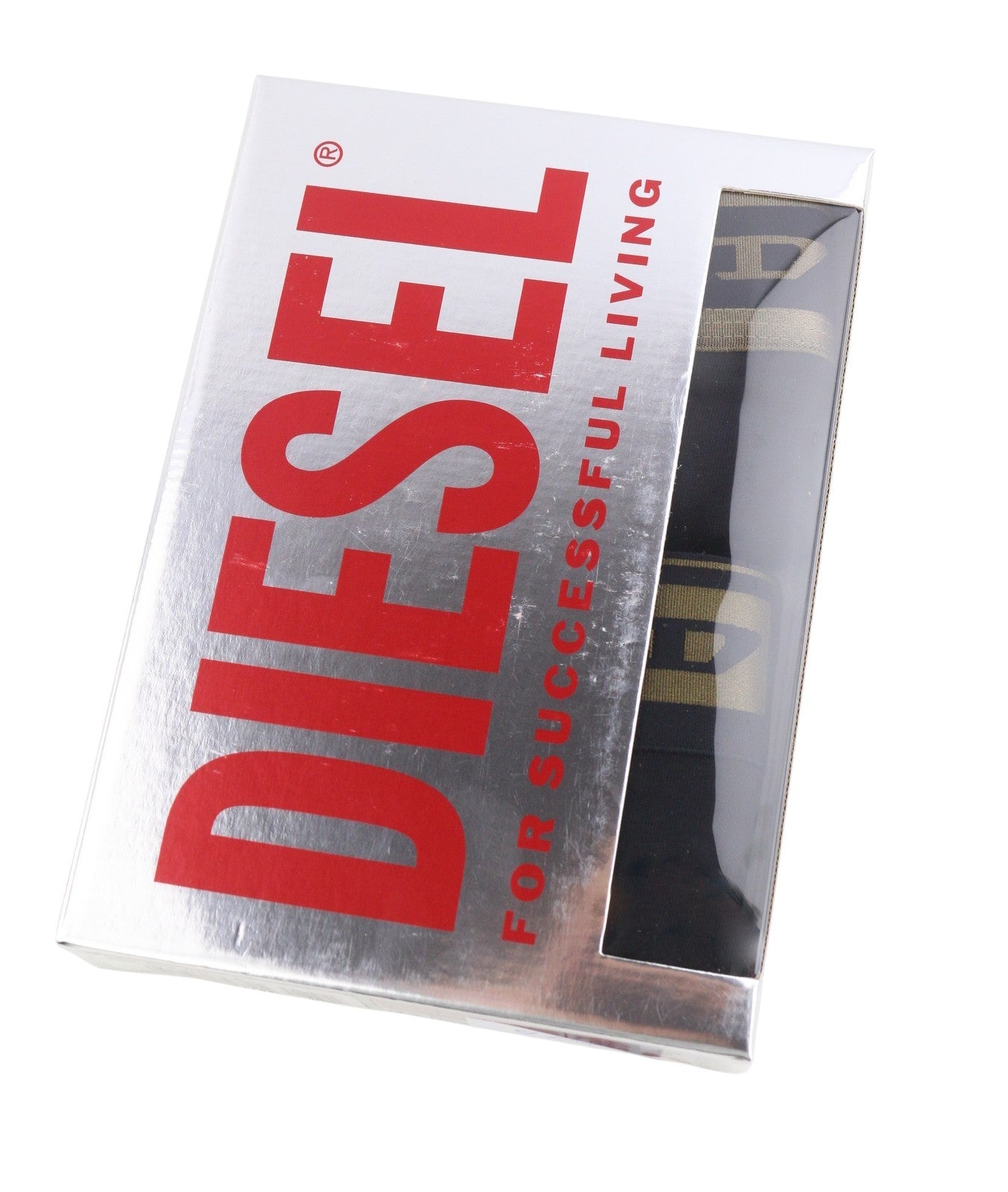 DIESEL Damien-Gft-2Pack Men Underwear L Black Elastic Waist Trunk Boxers
