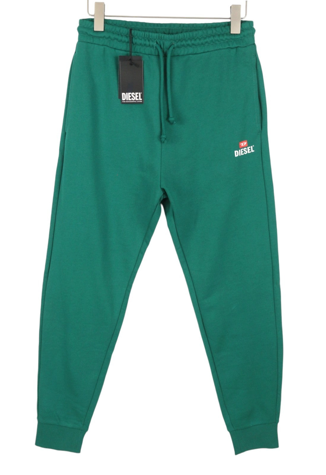 DIESEL P-Tary New D Logo Men Trousers M Green Drawstring Waist Sweatpants