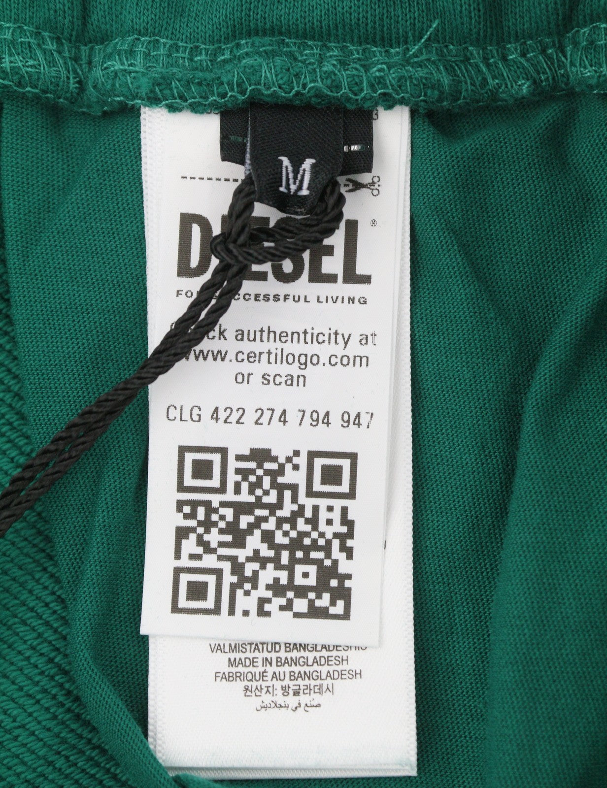 DIESEL P-Tary New D Logo Men Trousers M Green Drawstring Waist Sweatpants