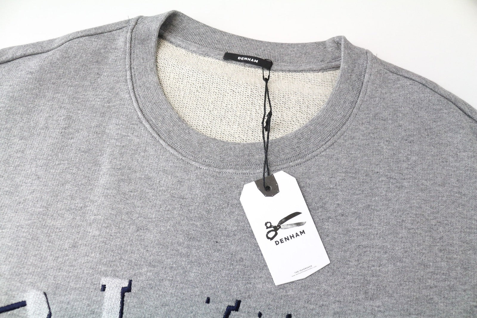 DENHAM Blue City Women's Pullover S Grey Cotton Long Sleeve Sweatshirt