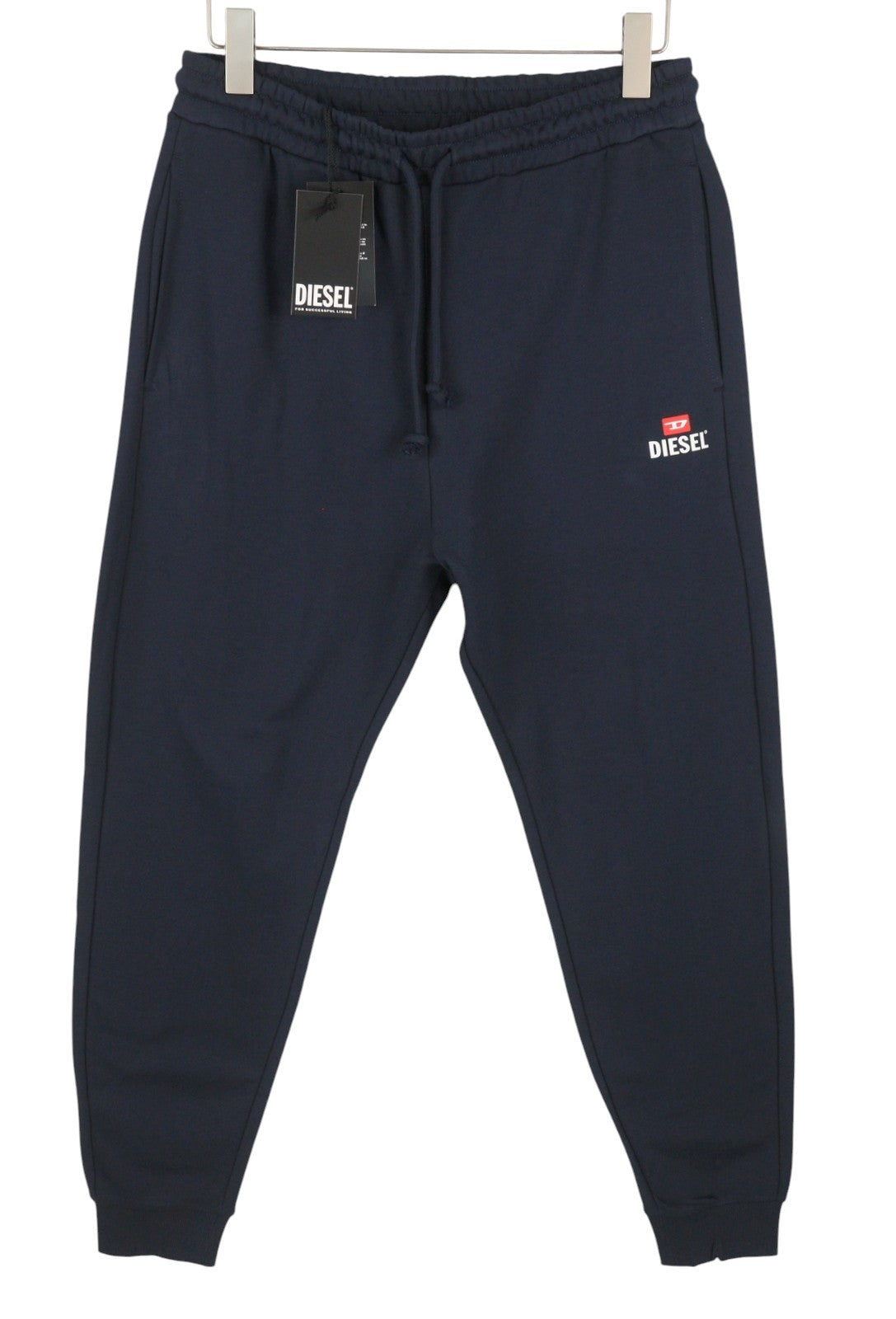 DIESEL P-Tary New D Logo Men Trousers L Dark Blue Drawstring Waist Sweatpants