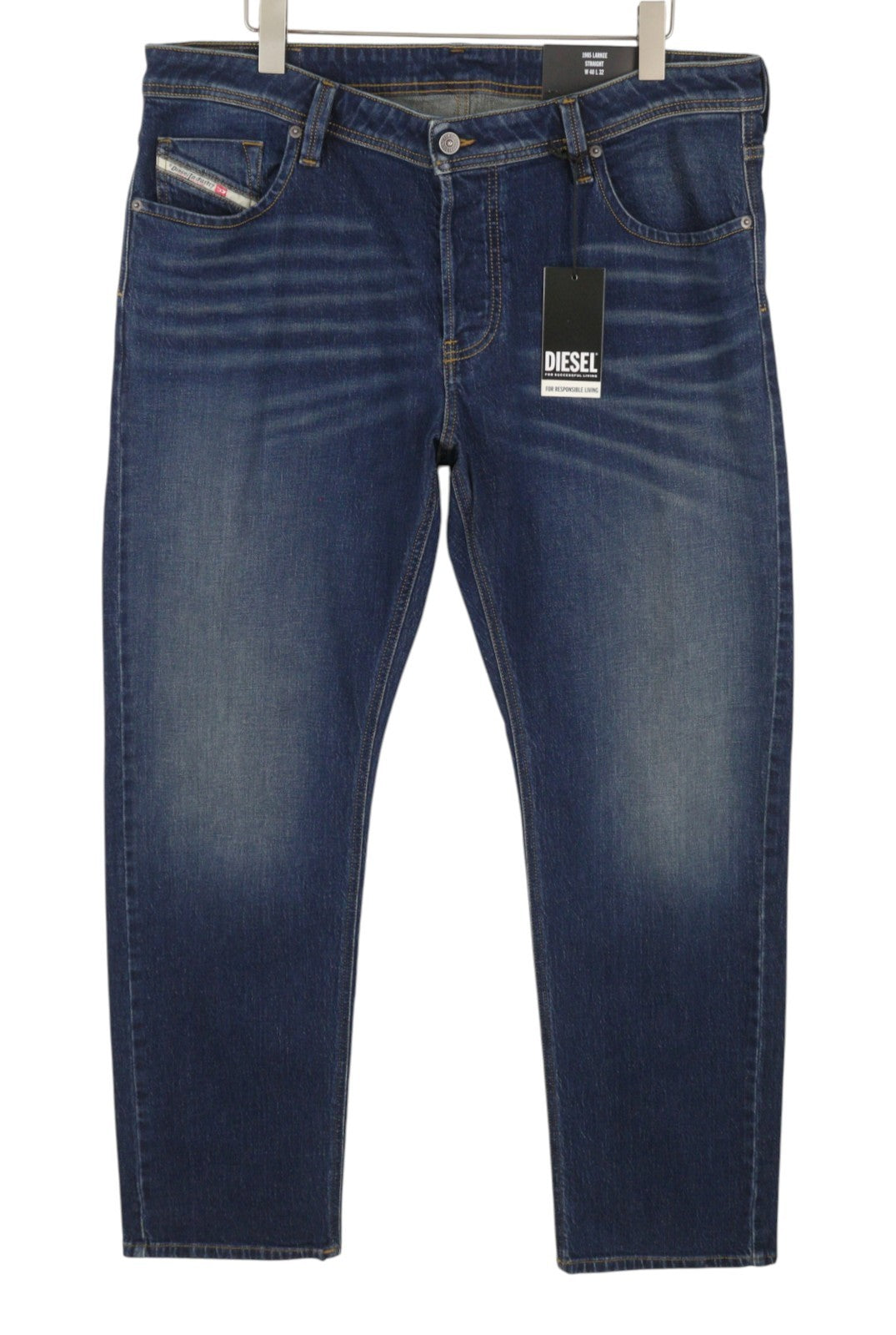 DIESEL Larkee-X R072R Men Jeans W40/L32 Blue Whiskers Faded Straight RRP175