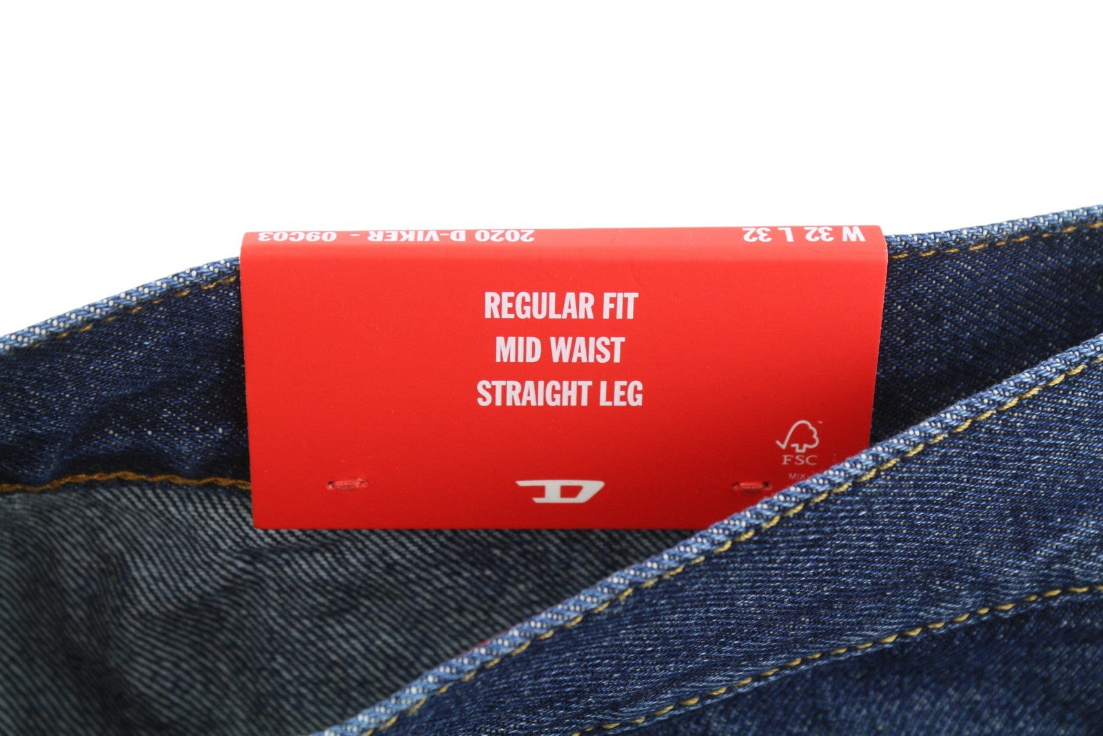 DIESEL 2020 D-Viker 09C03 Men Jeans W32/L32 Blue Faded Regular Straight RRP160
