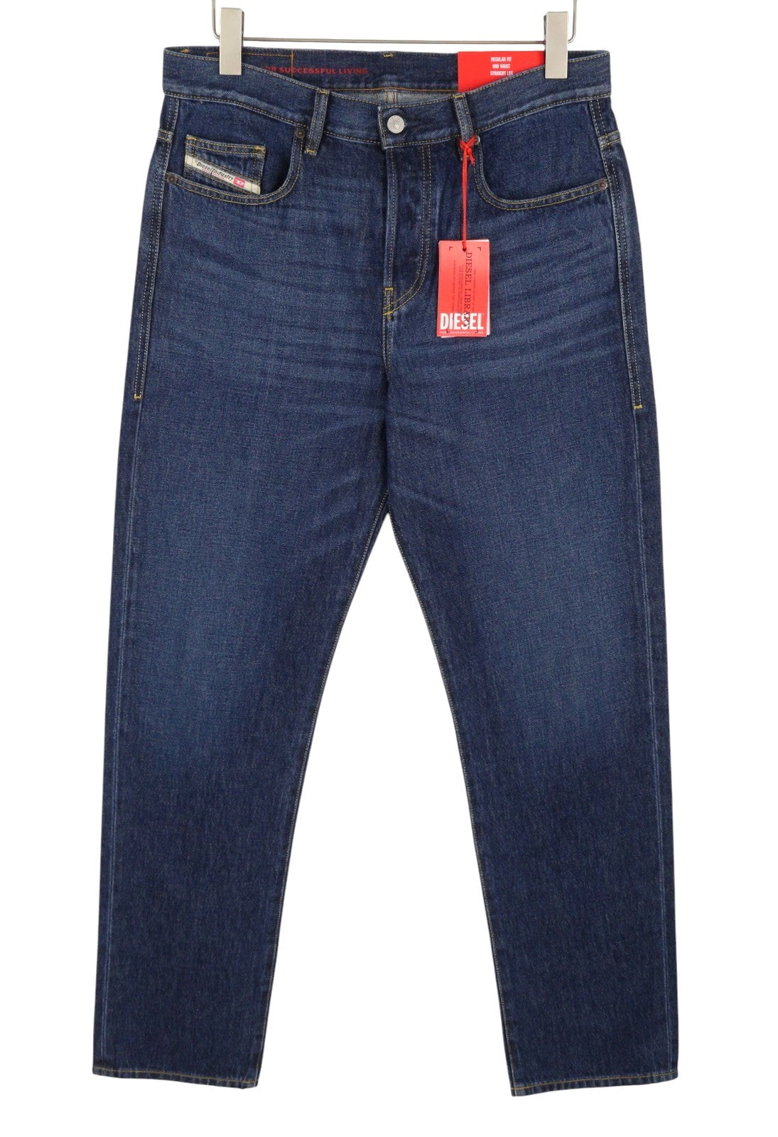 DIESEL 2020 D-Viker 09C03 Men Jeans W33/L34 Blue Faded Regular Straight RRP160