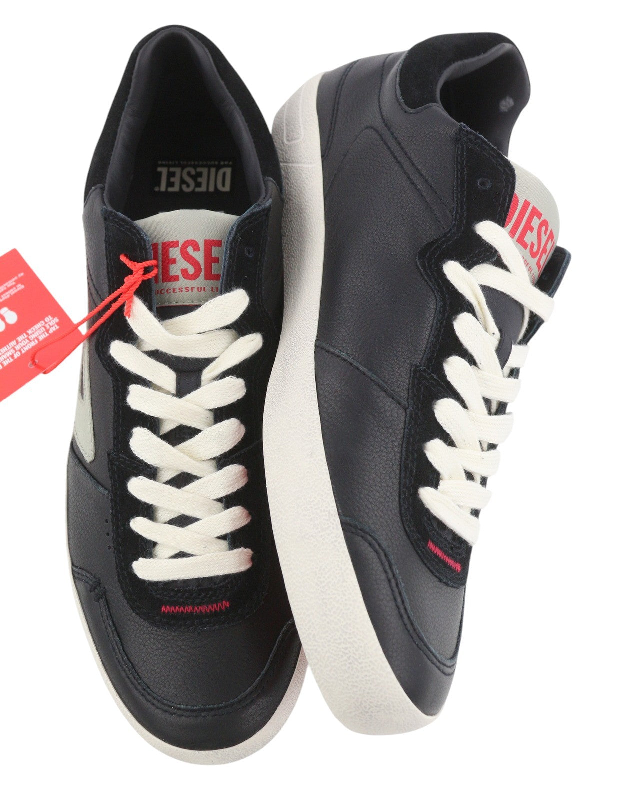 DIESEL S-Leroji Low Men Sneakers EU45 Black Leather Low Top Lace Up RRP225