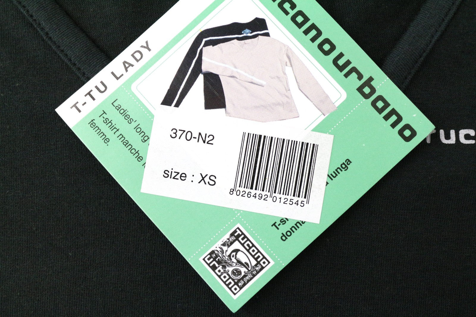 TUCANO URBANO T-TU Lady Women's T-Shirt XS Black Long Sleeved Cotton Shirt