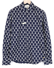 SCOTCH & SODA Ams Couture Men's Shirt M Navy Patterned Stretch Cotton Slim