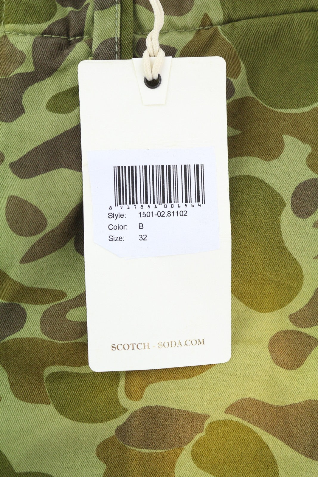 SCOTCH & SODA Men Shorts W32 Chino Washed Green Patterned Zip Fly Logo Casual