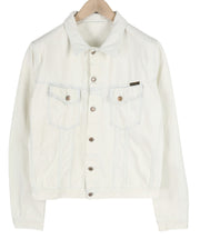 NUDIE JEANS Terry Men Jacket XL Denim White Extreme Bleach Buttoned Neck