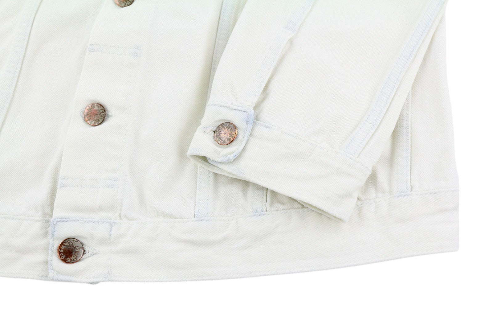 NUDIE JEANS Terry Men Jacket XL Denim White Extreme Bleach Buttoned Neck