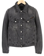NUDIE Billy Men Jacket S Desolation Grey Neck Button Up Pockets Denim Mid