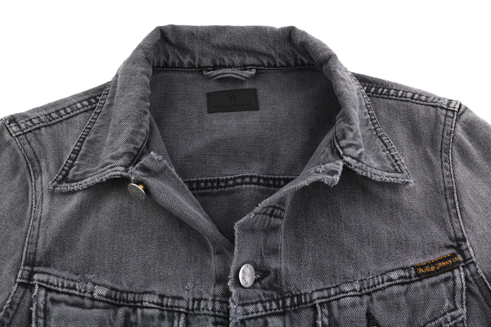 NUDIE Billy Men Jacket S Desolation Grey Neck Button Up Pockets Denim Mid