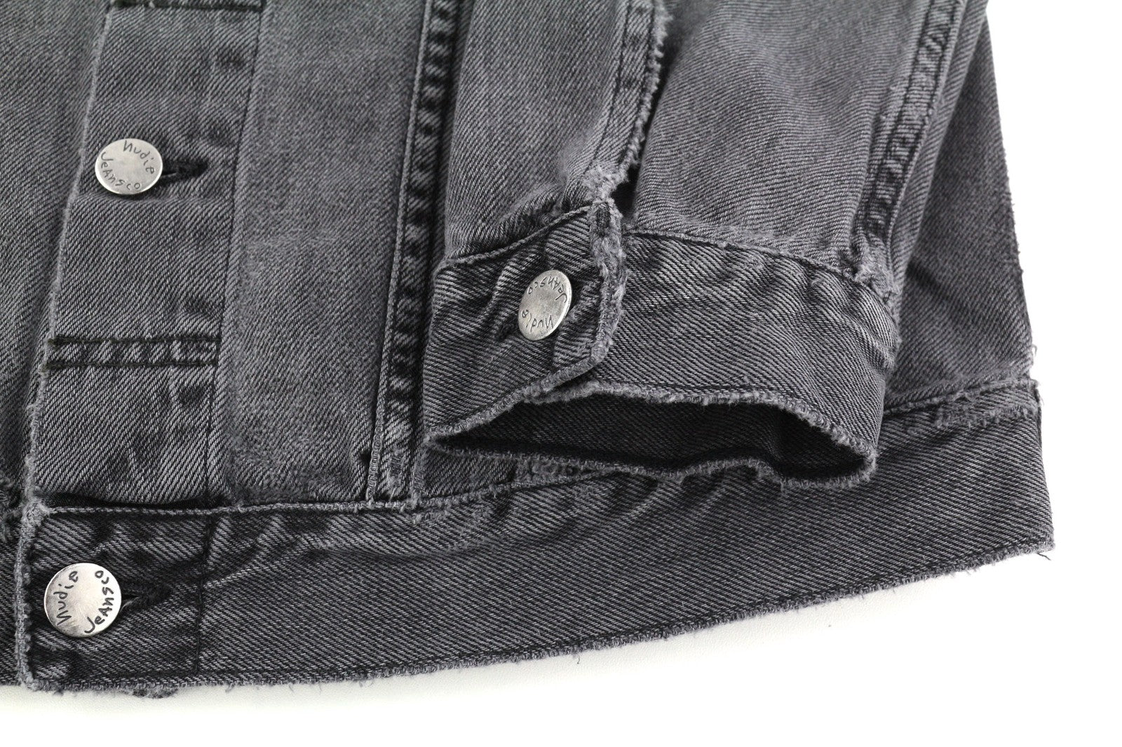 NUDIE Billy Men Jacket S Desolation Grey Neck Button Up Pockets Denim Mid