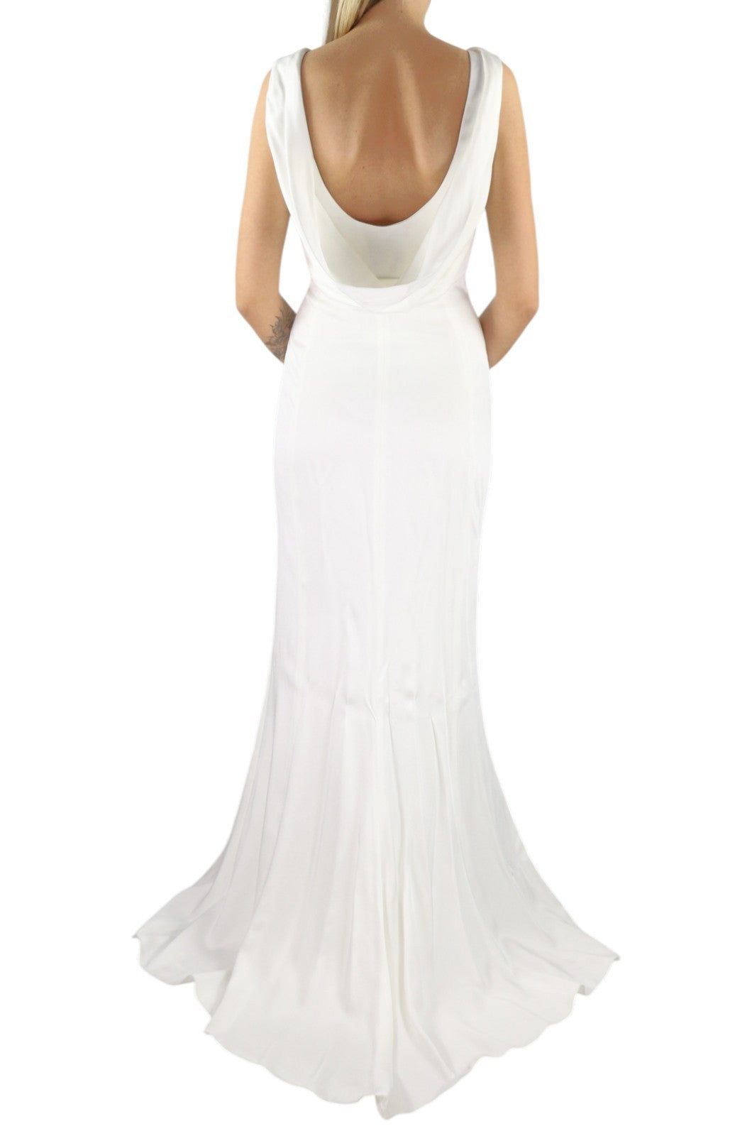 MAX MARA Women's Dress EU42 L White Open Back Sleeveless Wedding Maxi