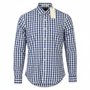 SCOTCH & SODA Men's Shirt S Blue Check Cutaway Neck Long Sleeve Button-Up