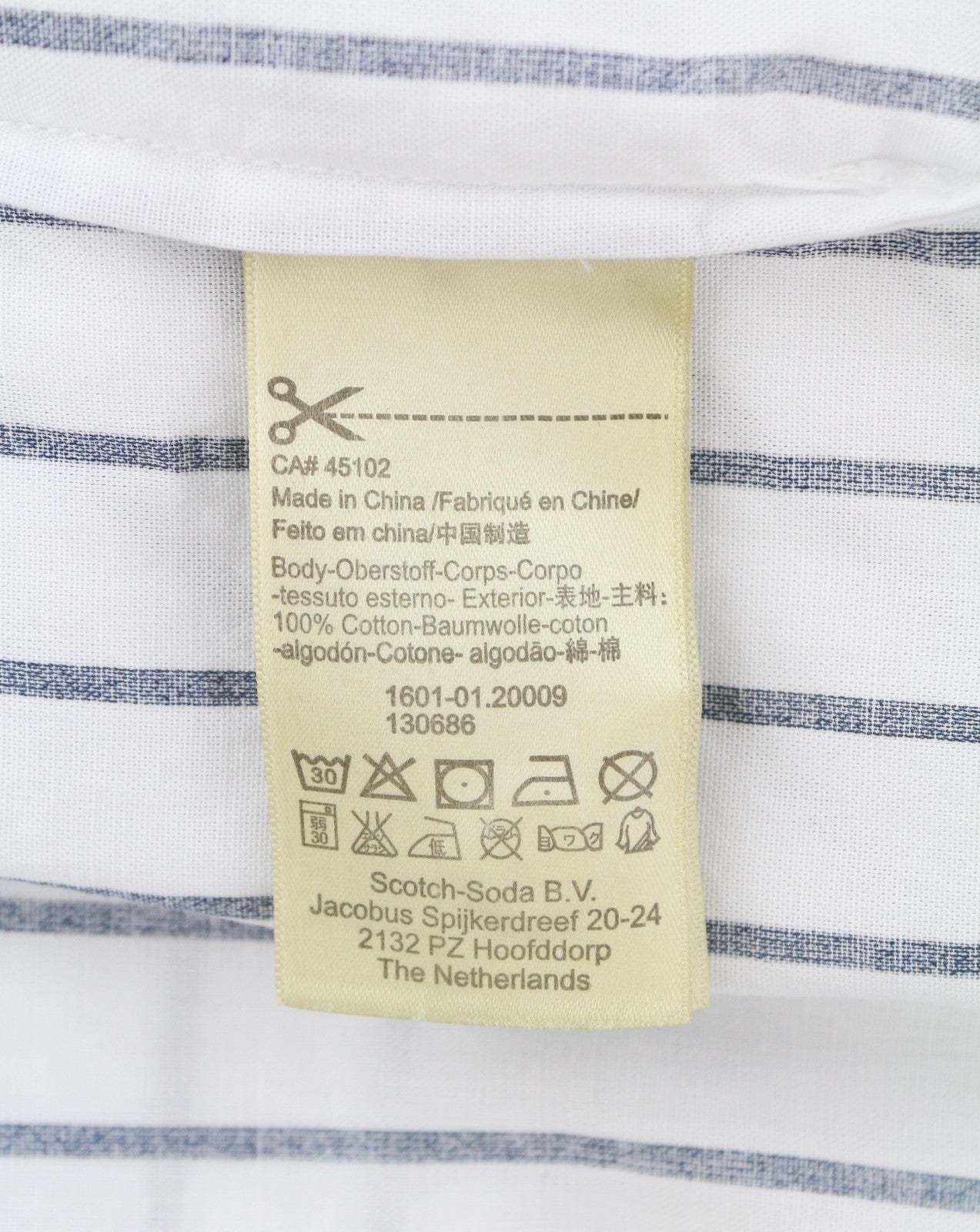 SCOTCH & SODA Men's Shirt M White Long Fit Oversized Stripe Cotton Button-Up