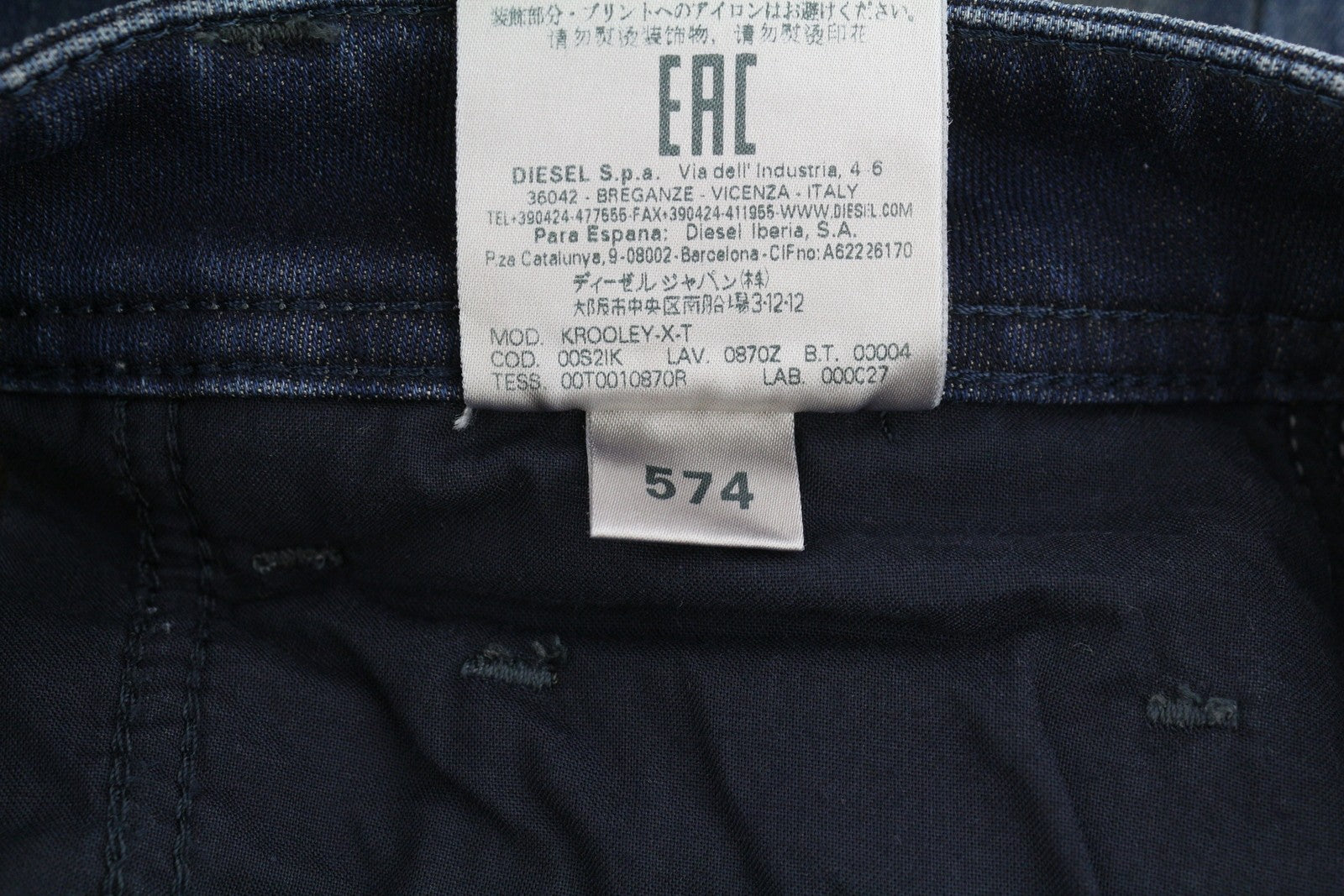 DIESEL Krooley-X-T 0870Z Men's Jeans W28 Blue Embroidered Faded Slim Jogg