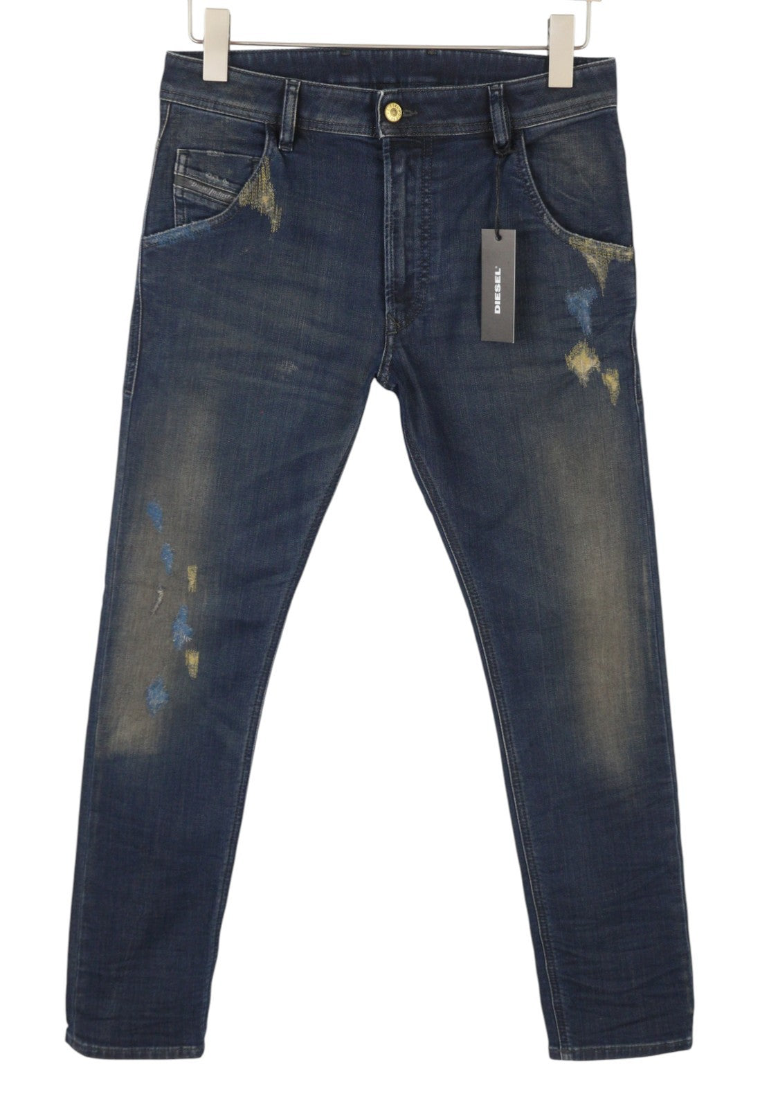 DIESEL Krooley-X-T 0870Z Men's Jeans W28 Blue Embroidered Faded Slim Jogg