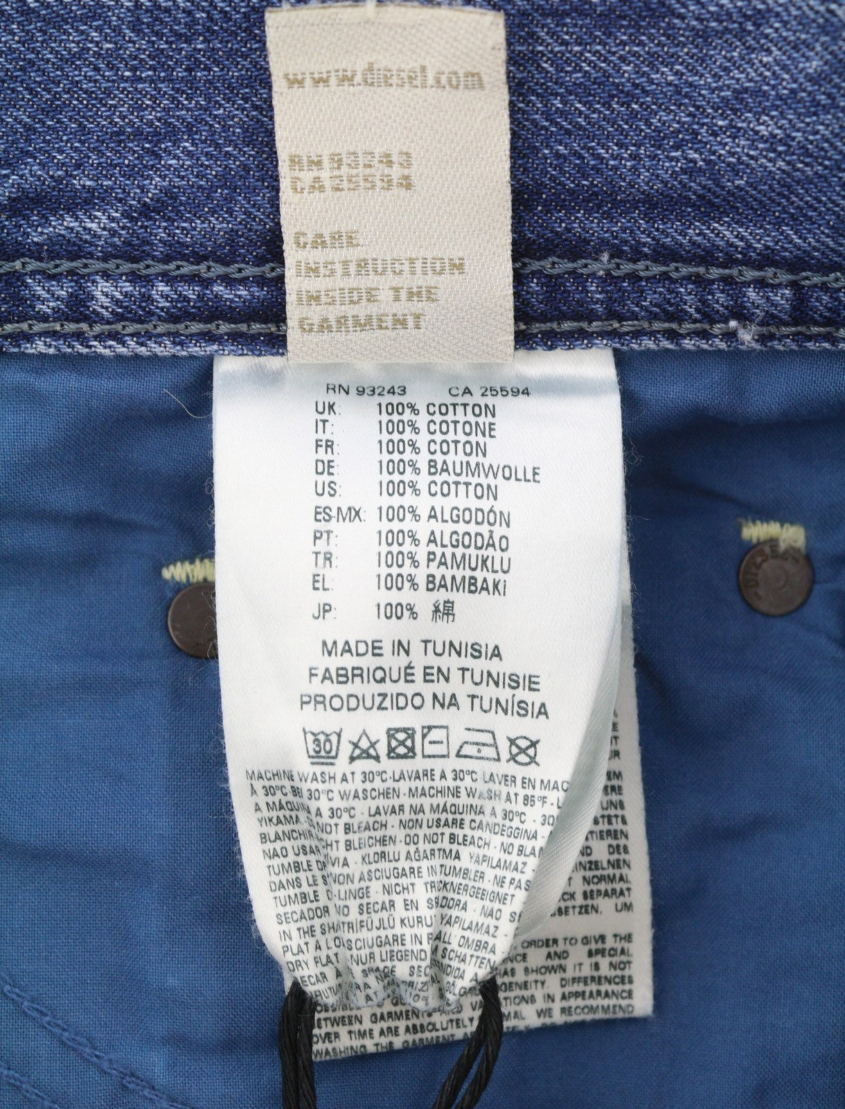 DIESEL Rhial 084FC Men's Jeans W31/L32 Blue Faded Slim Carrot Crop Button