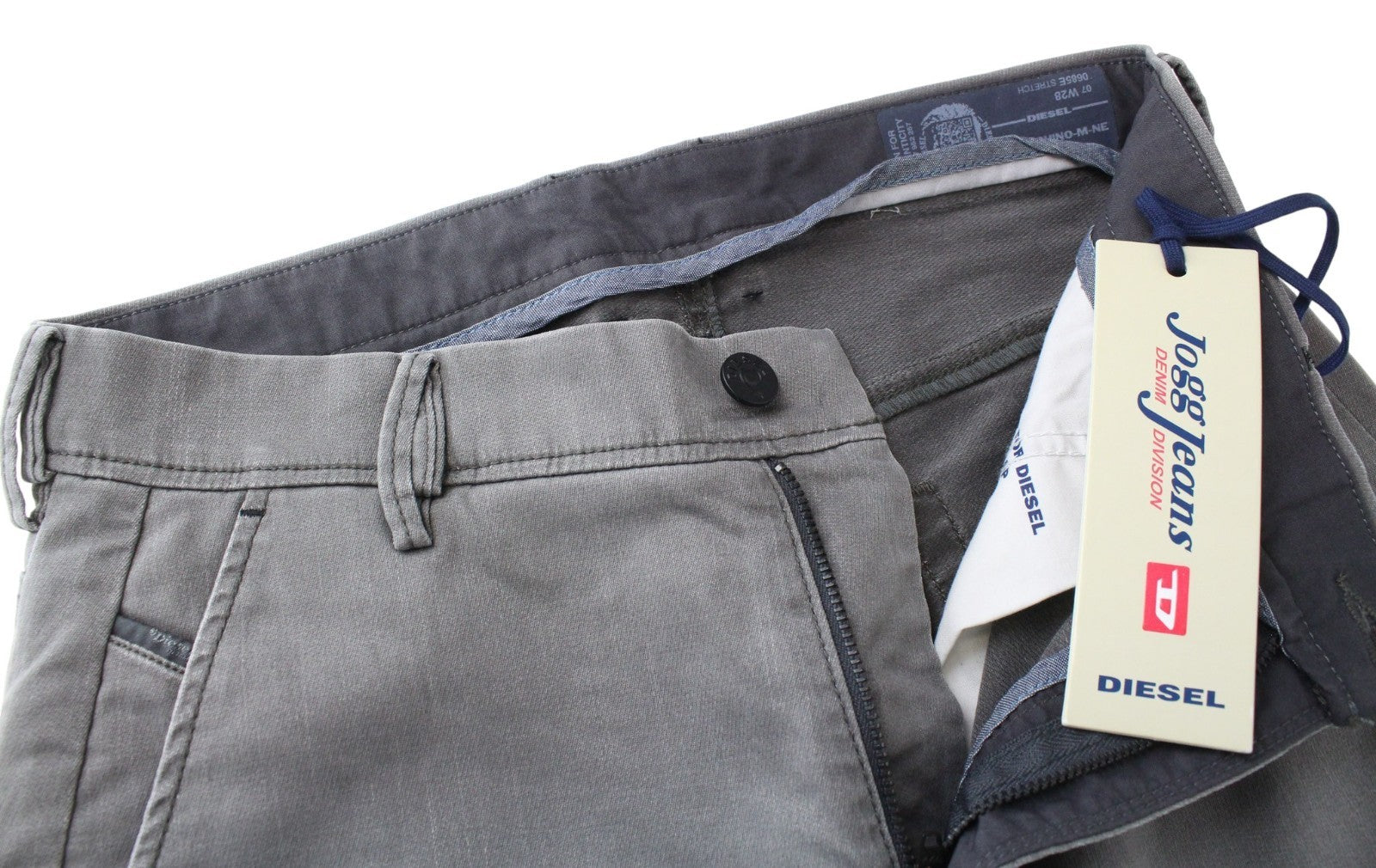 DIESEL Slim-Chino-M-NE 0685E Men Trousers W28 Grey Slim Stretch Jogg Sweat