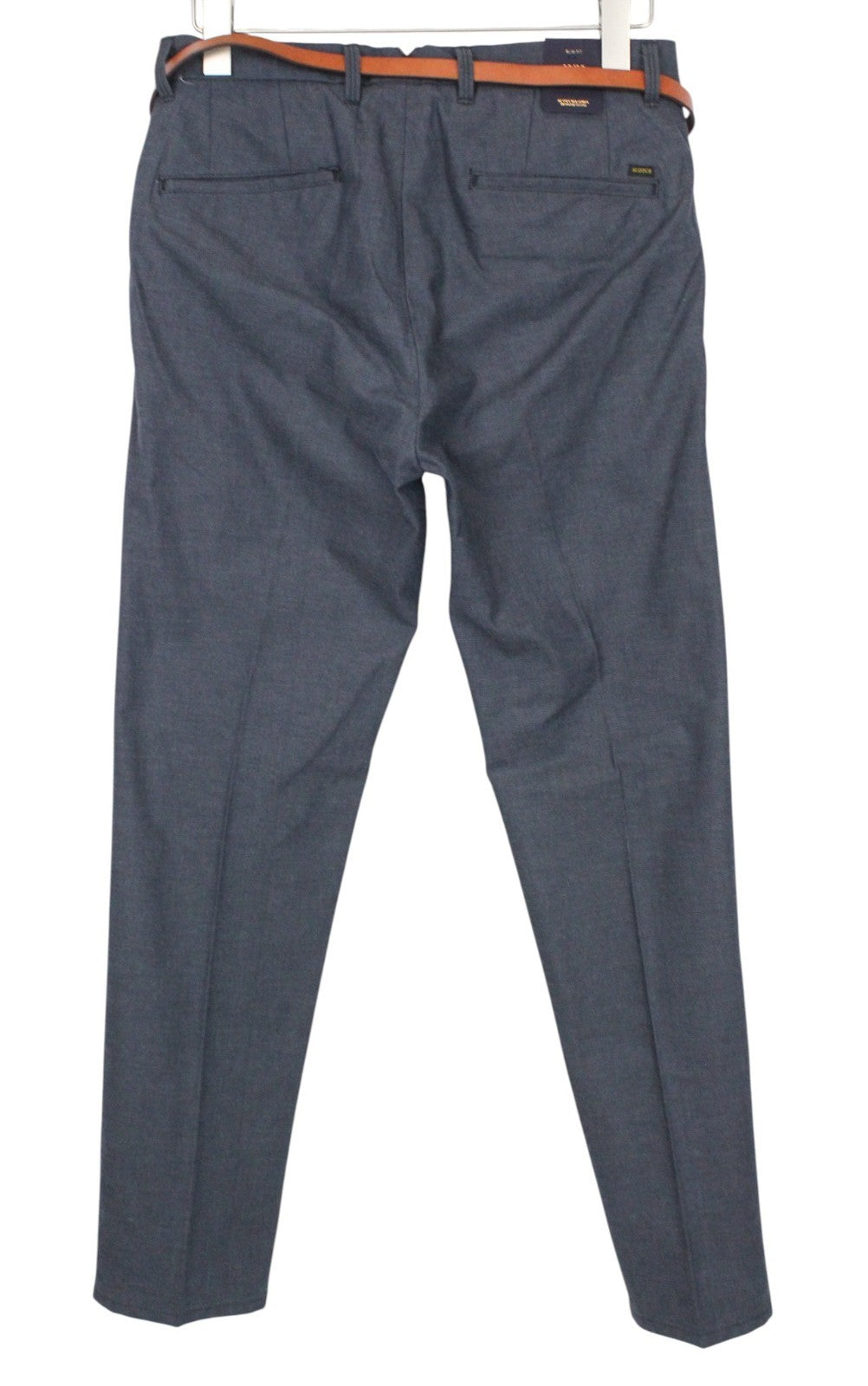 SCOTCH & SODA Stuart Men Trousers W30/L32 Grey Slim Chino Non-Stretch Pleated