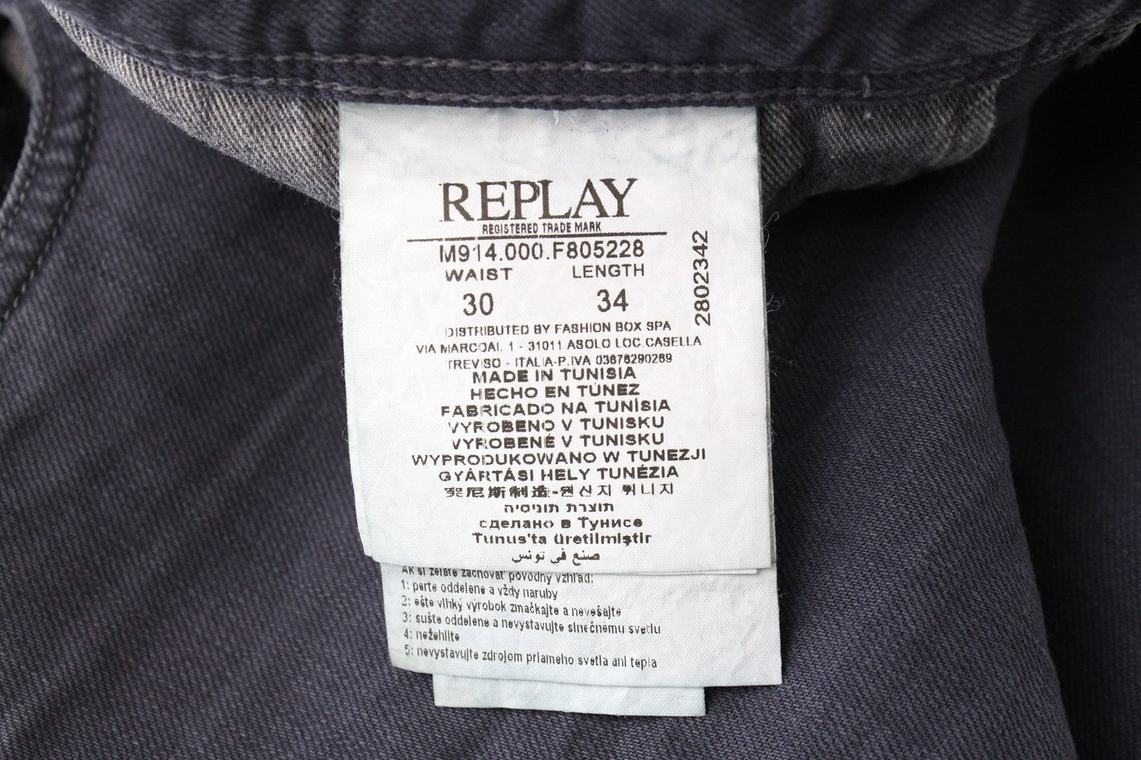 REPLAY Grover Men Jeans W30/L34 Purple Straight Stretch Bull Denim Zip-Fly Twill