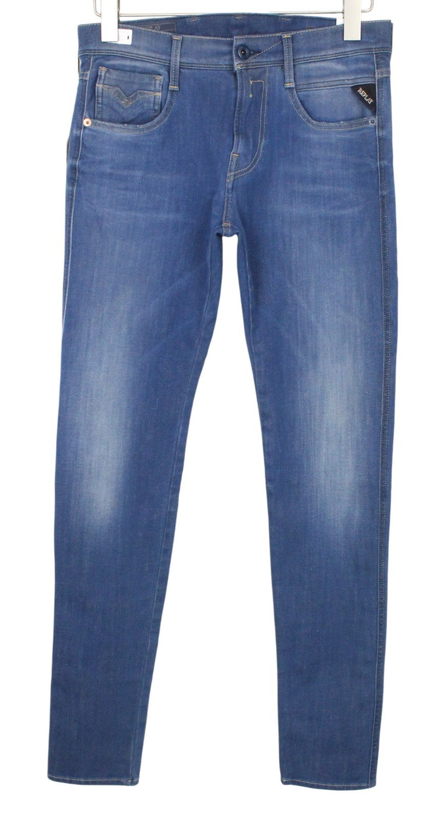 REPLAY Anbass Men Jeans W29/L34 Blue Slim Hyperflex Bi-Stretch Twill Zipped