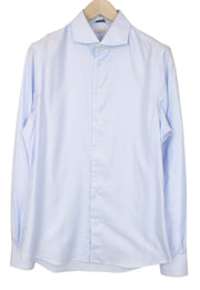 SUITSUPPLY Men Shirt 42L/16 1/2L Extra Slim Blue Cotton Striped Cutaway Twill