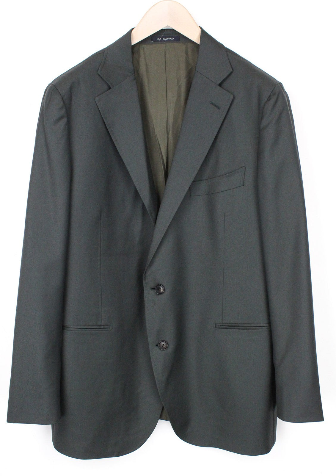 SUITSUPPLY La Spalla Men Blazer UK50R Green Pure Wool Single-Breasted Lined