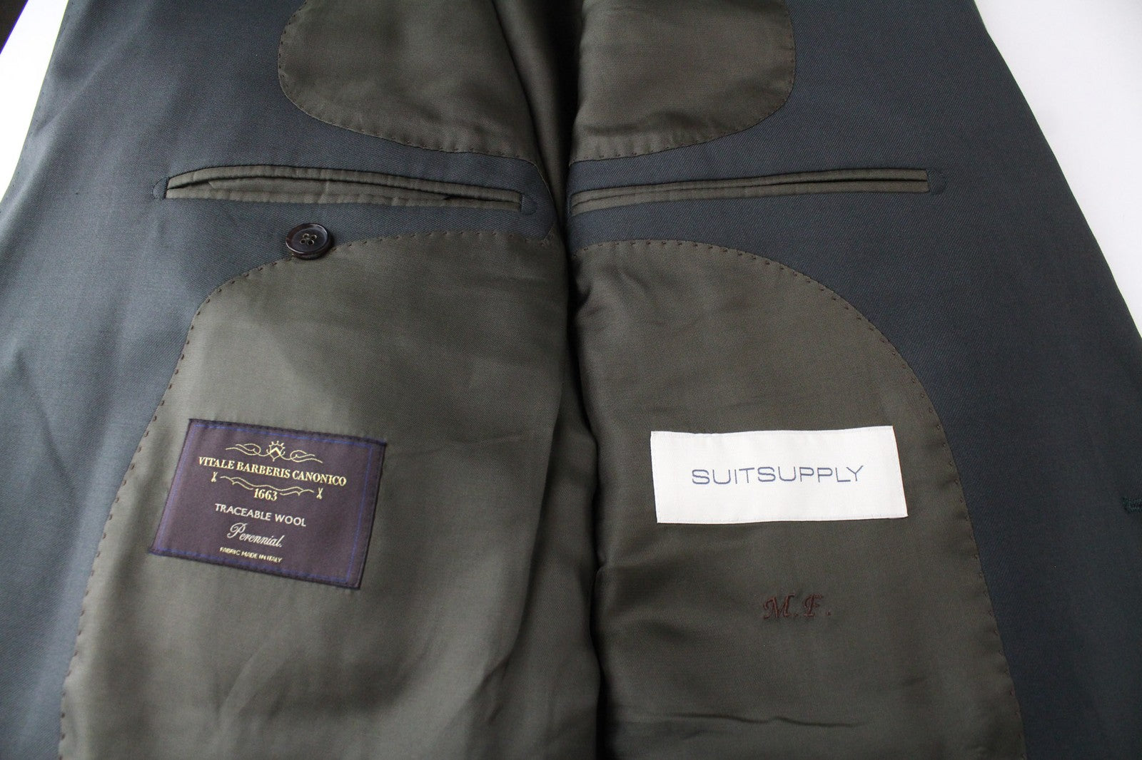 SUITSUPPLY La Spalla Men Blazer UK50R Green Pure Wool Single-Breasted Lined
