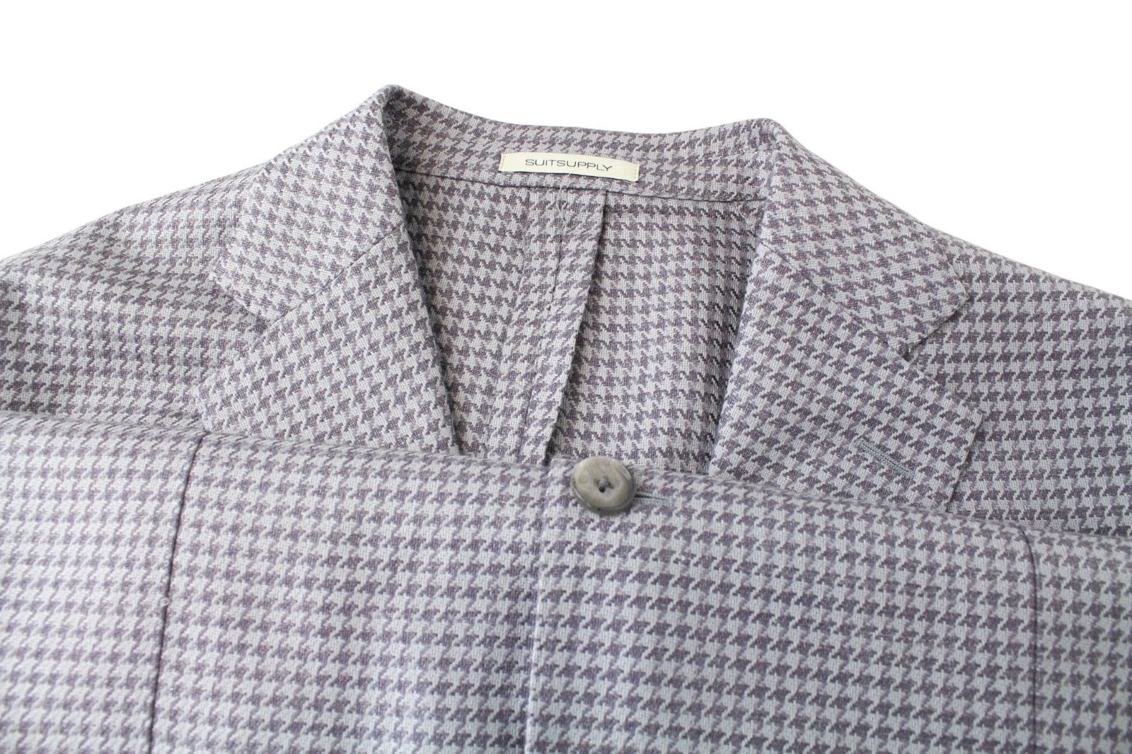 SUITSUPPLY Havana Men Blazer UK46S Purple Slim Wool Silk Linen Patterned