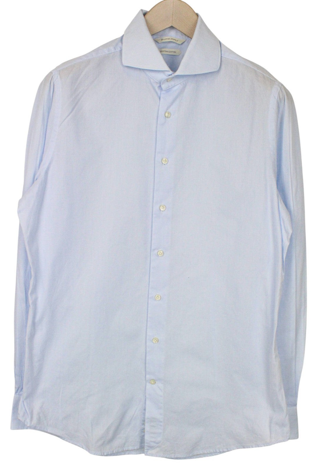 SUITSUPPLY Men Shirt 42/16 1/2 Extra Slim Fit Twill Blue Pure Cotton Cutaway