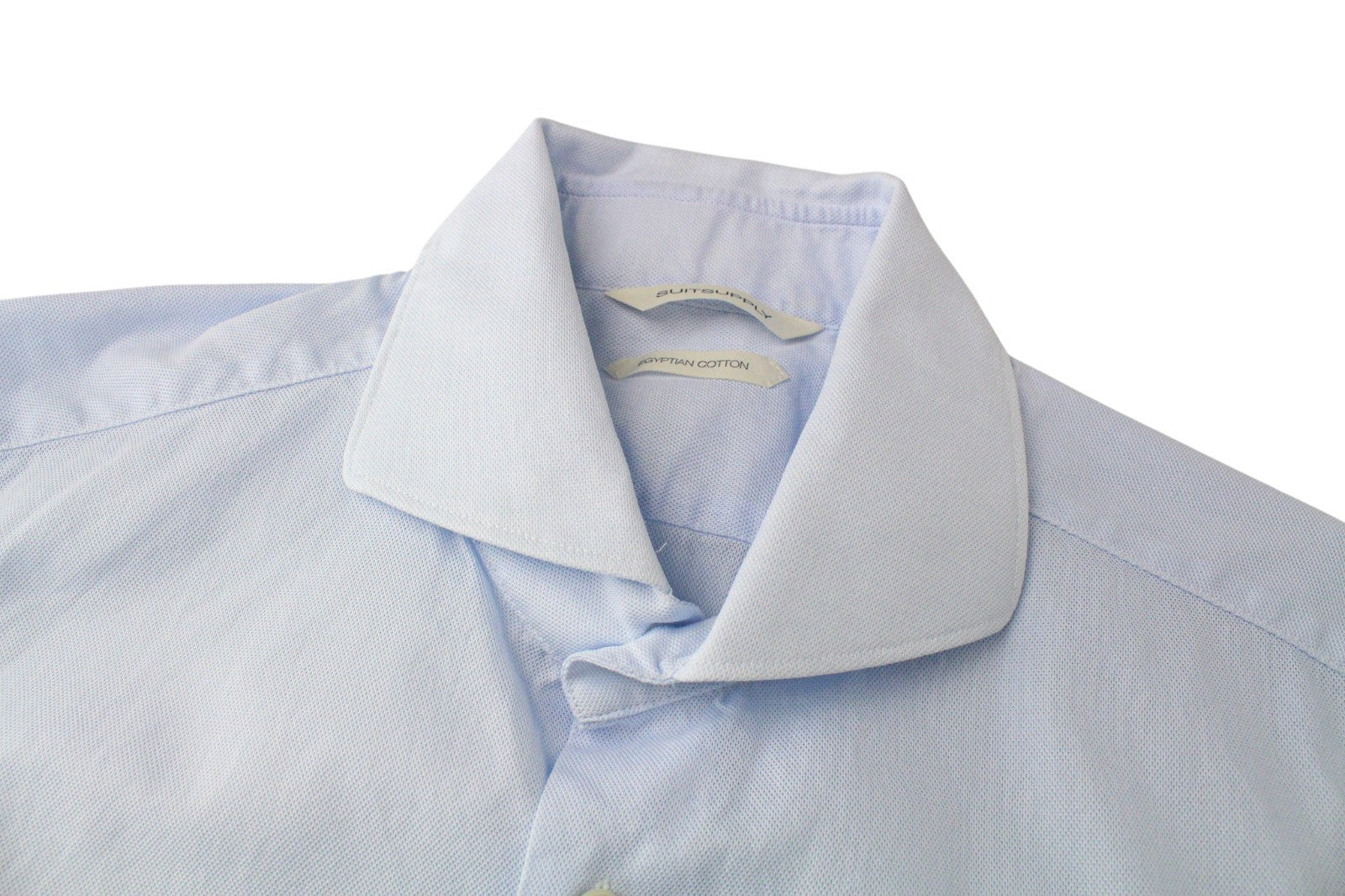 SUITSUPPLY Men Shirt 42/16 1/2 Extra Slim Fit Twill Blue Pure Cotton Cutaway