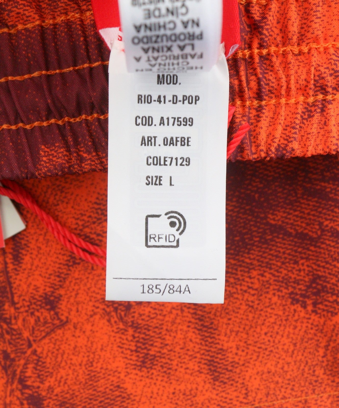 DIESEL Rio-41-D-Pop Men Swimwear L Orange Patterned Drawstring Waist