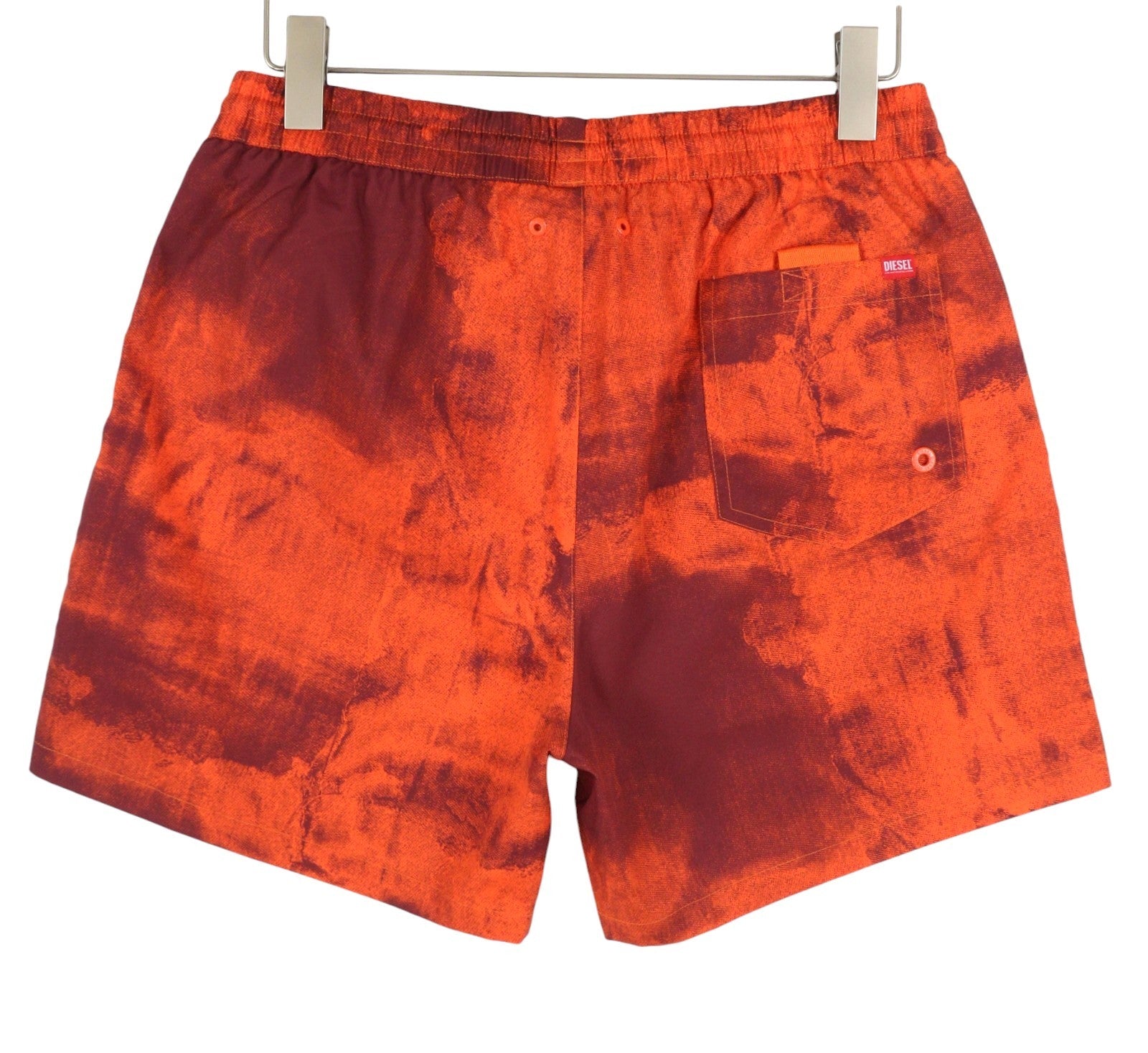 DIESEL Rio-41-D-Pop Men Swimwear L Orange Patterned Drawstring Waist