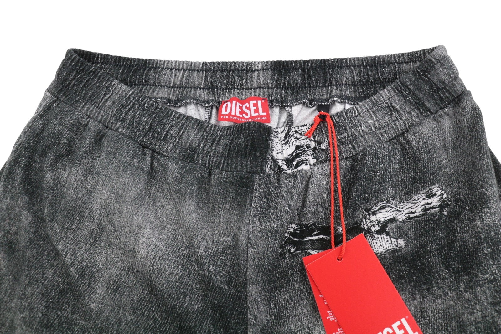 DIESEL P-Ston Men Shorts 2XL Grey Jersey Distress Effect Elastic Waist RRP225