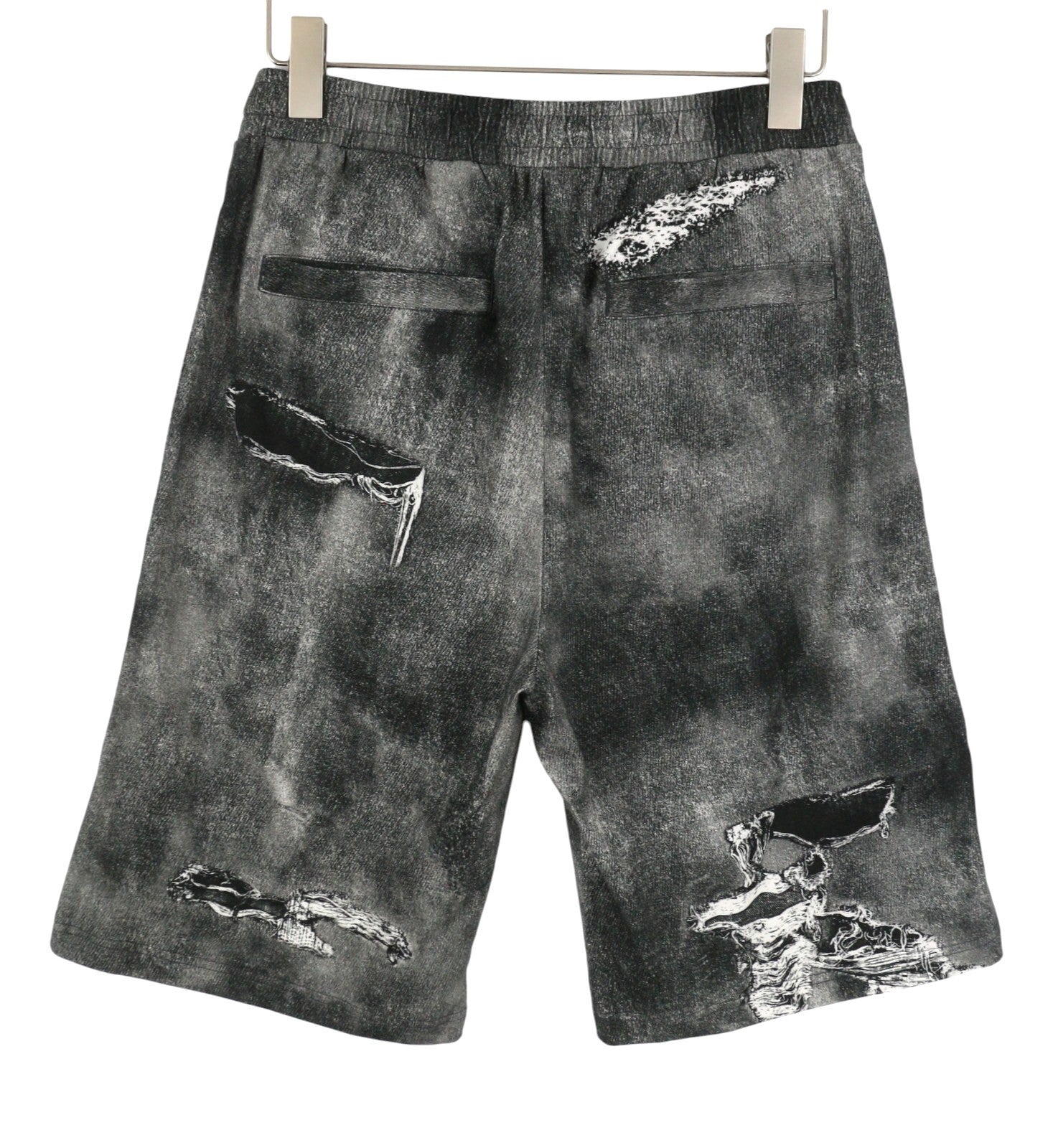 DIESEL P-Ston Men Shorts M Grey Jersey Distress Effect Elastic Waistband RRP225