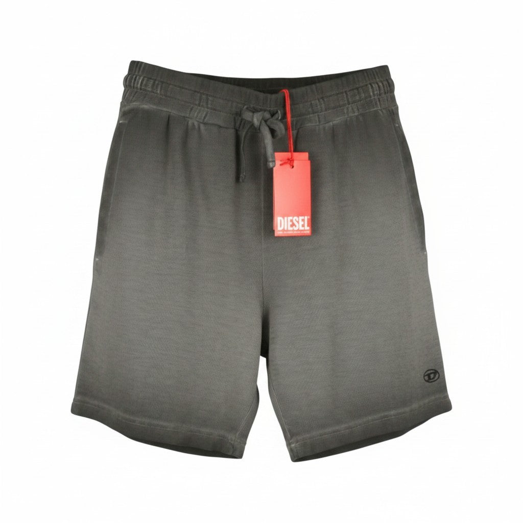 DIESEL P-Stalt-Waf Men Shorts 2XL Grey Faded Look Pique Waffle Knit Cotton