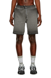 DIESEL P-Stalt-Waf Men Shorts M Grey Faded Look Pique Waffle Knit Cotton