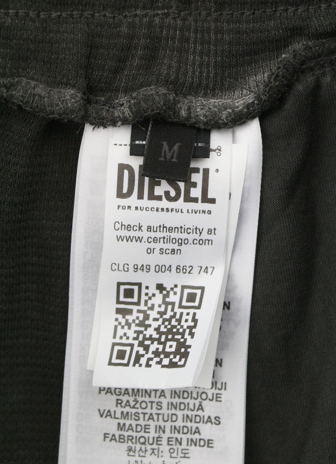 DIESEL P-Stalt-Waf Men Shorts M Grey Faded Look Pique Waffle Knit Cotton