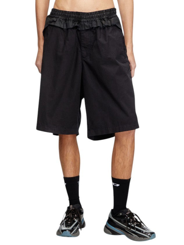 DIESEL P-Gustaf Men Shorts XL Black Relaxed Distressed Pull On RRP195