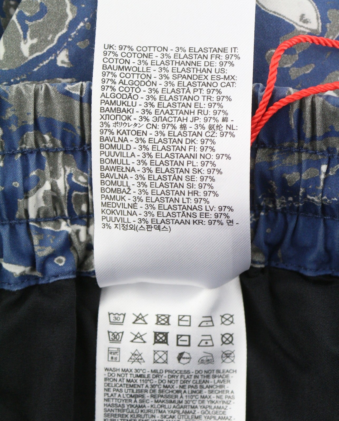 DIESEL P-Opwik-C Men Shorts L Blue All-Over Graphic Print Straight RRP195