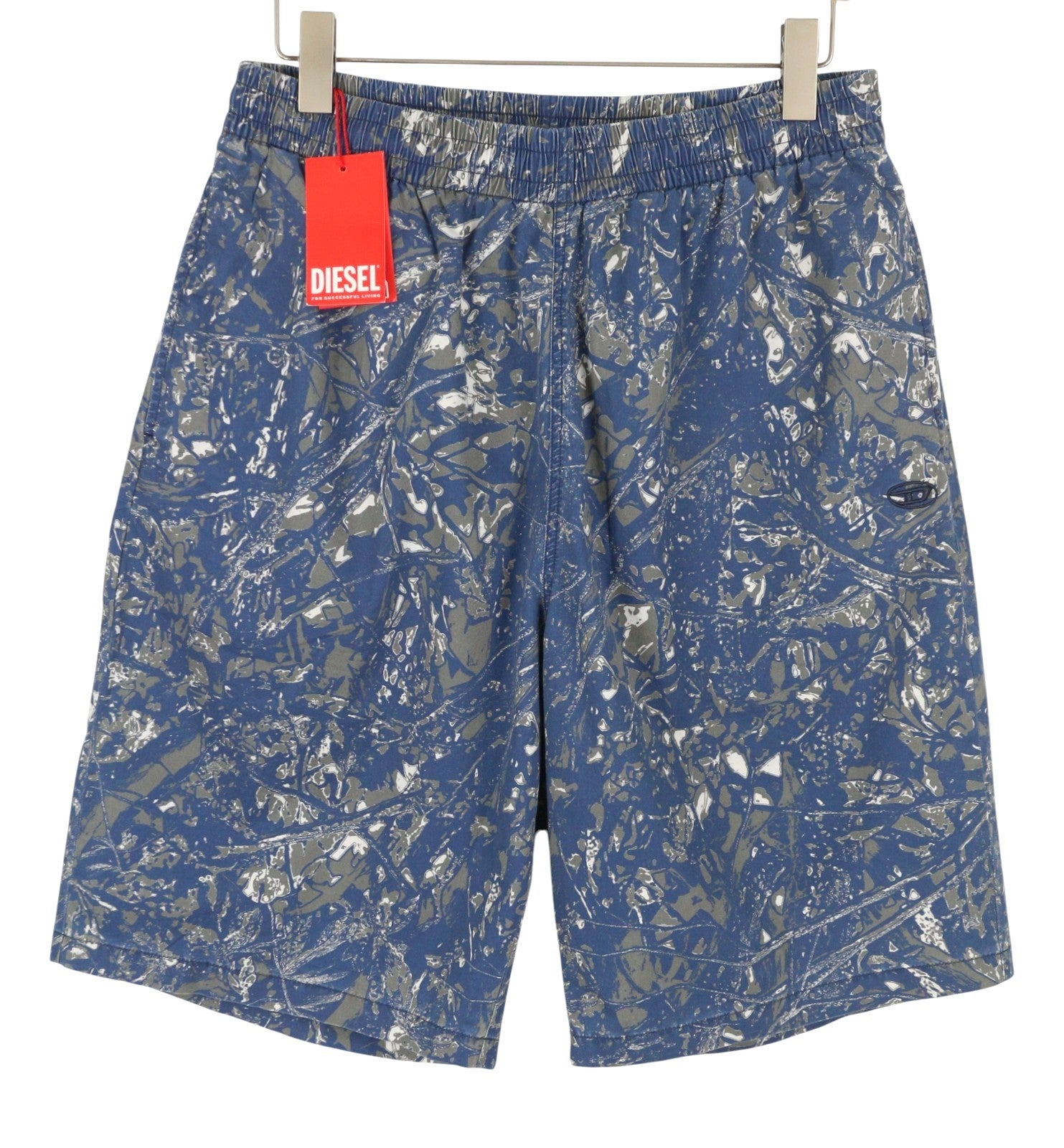 DIESEL P-Opwik-C Men Shorts XL Blue All-Over Graphic Print Straight RRP195