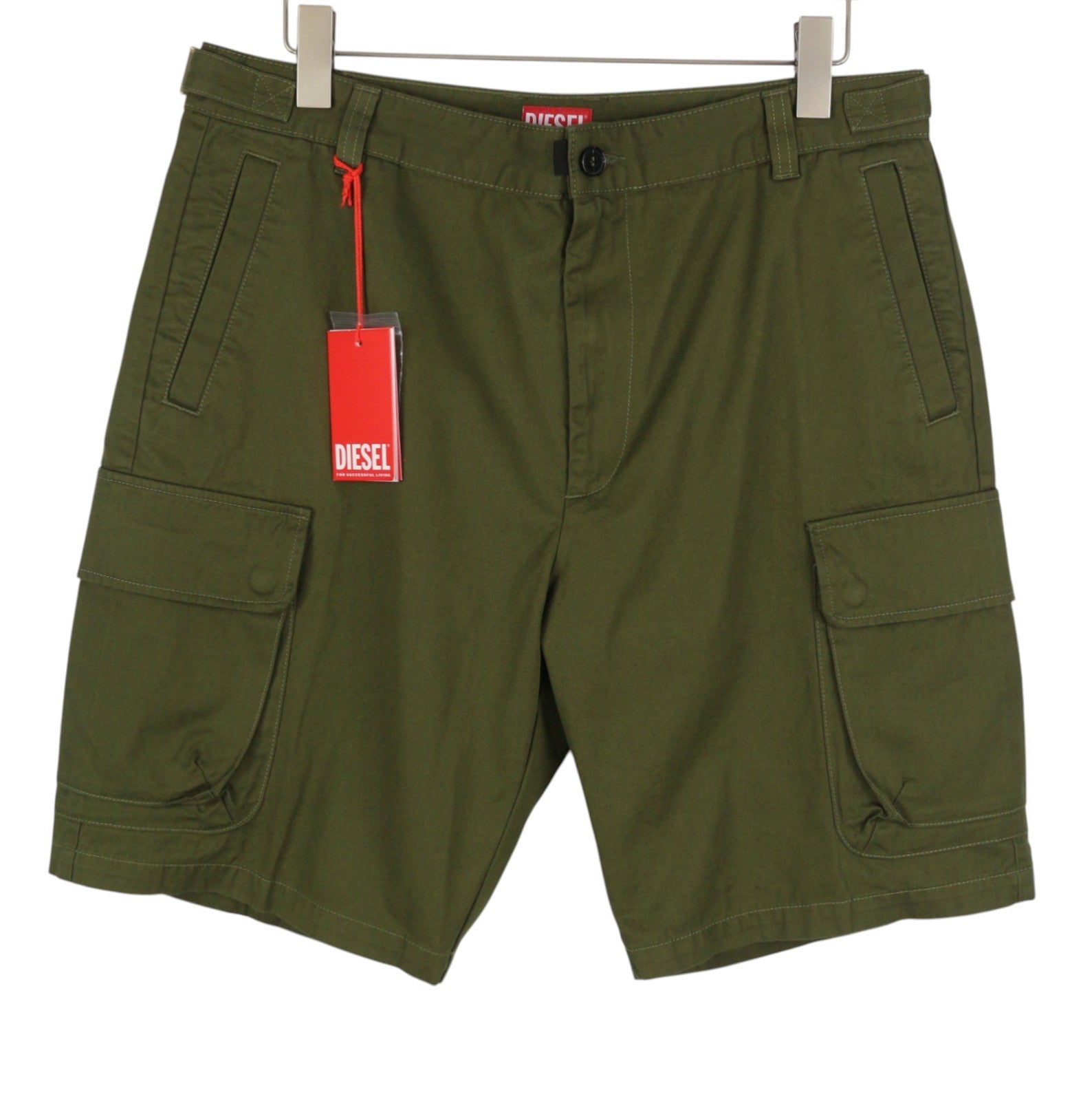 DIESEL P-Argym Men Shorts 52 W37 Khaki Green Zip Fly Cargo RRP175