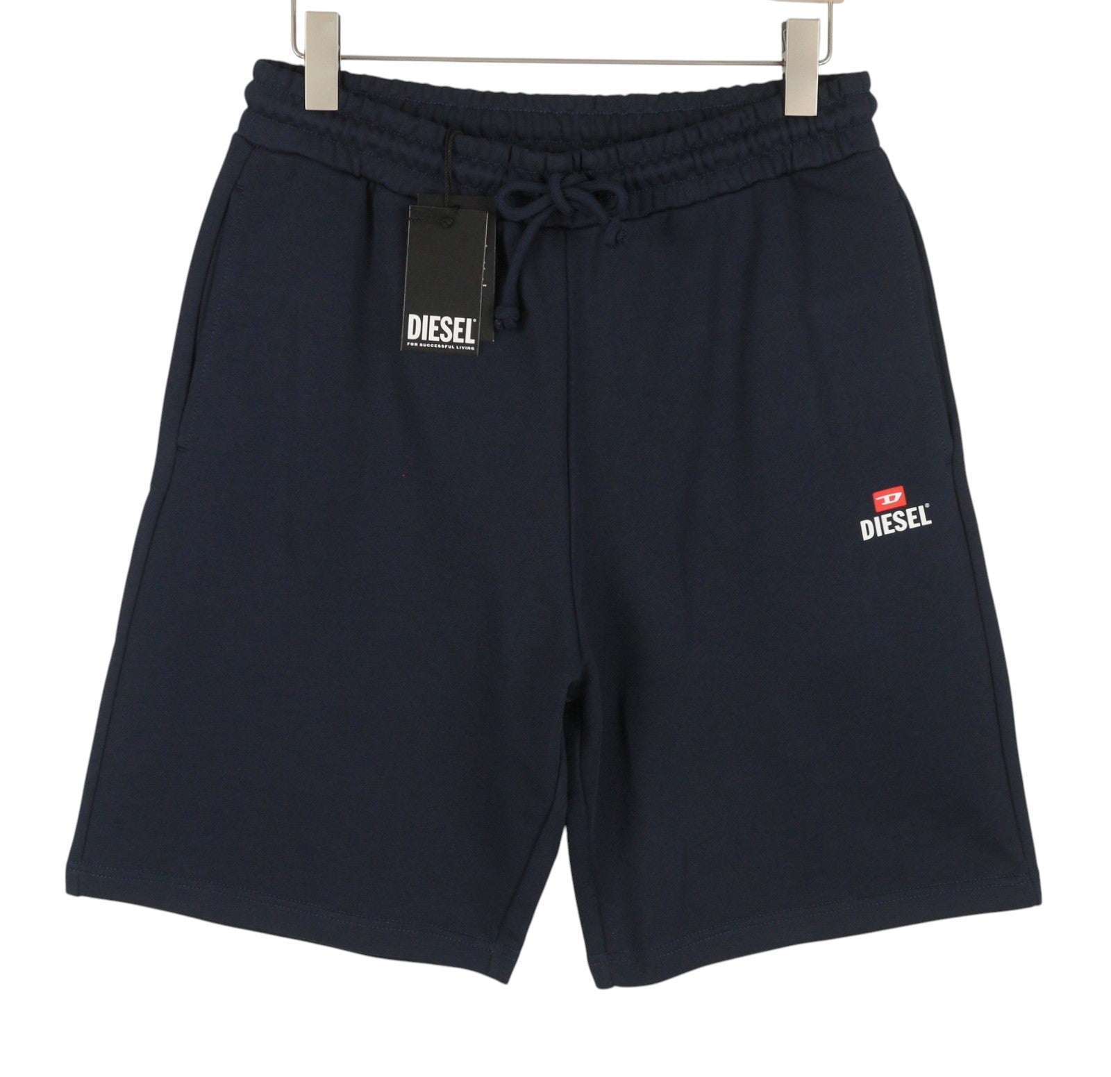 DIESEL P-Crow Off Men Shorts 2XL Dark Blue Relaxed Fit Elastic Waistband