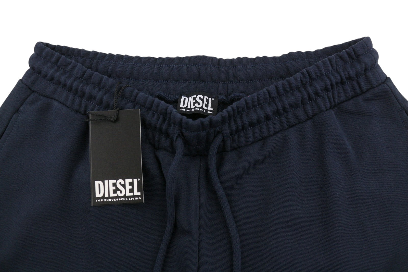 DIESEL P-Crow Off Men Shorts 2XL Dark Blue Relaxed Fit Elastic Waistband