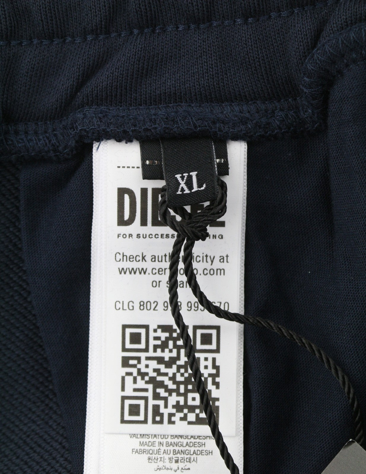 DIESEL P-Crow Off Men Shorts XL Dark Blue Relaxed Fit Elastic Waistband