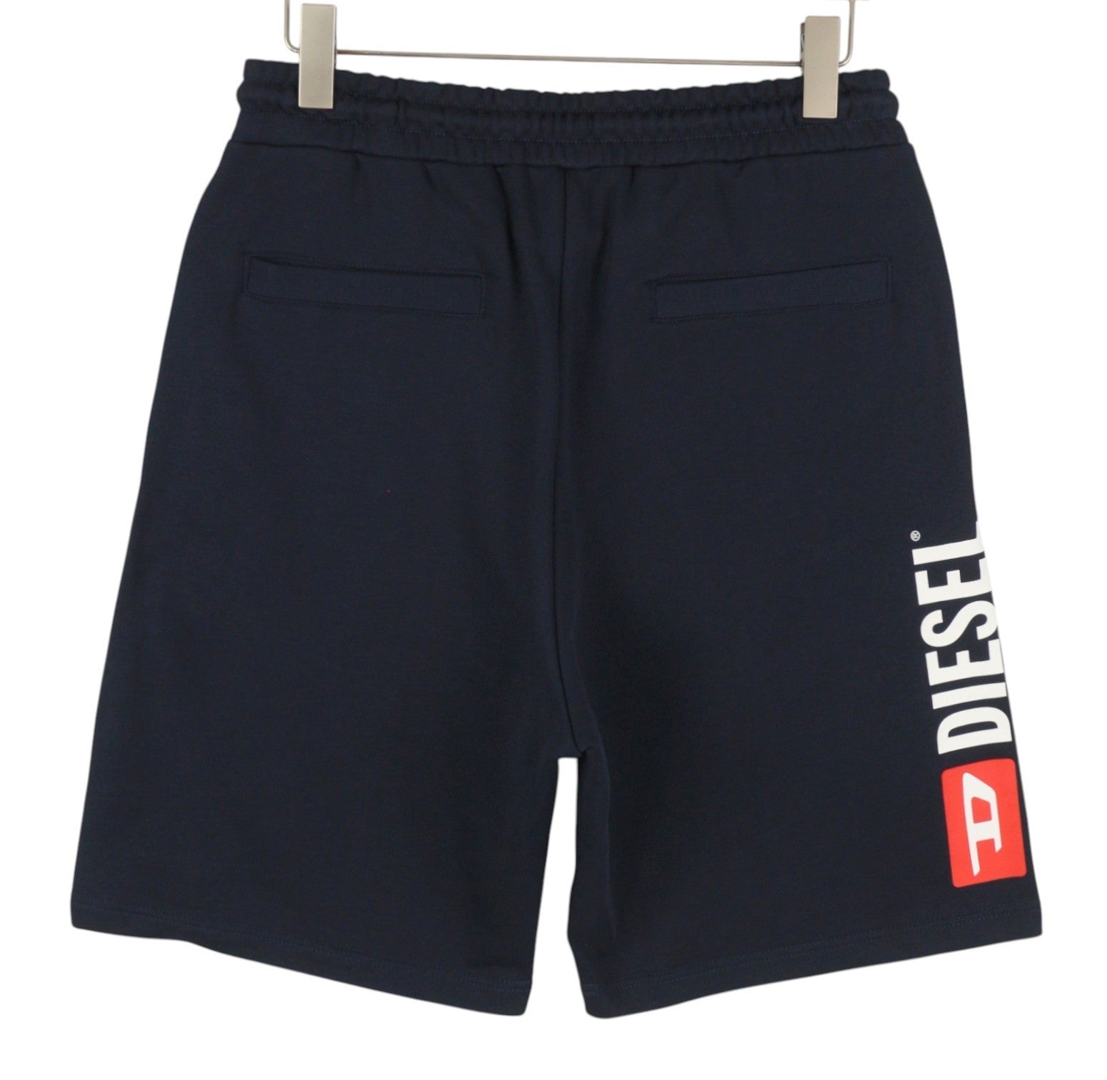 DIESEL P-Crow Off Men Shorts L Dark Blue Relaxed Fit Elastic Waistband